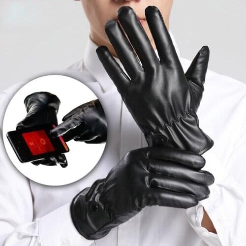 Fashion PU Leather Gloves Women Men Waterproof Thick Warm Winter Gloves Christmas Gifts luvas