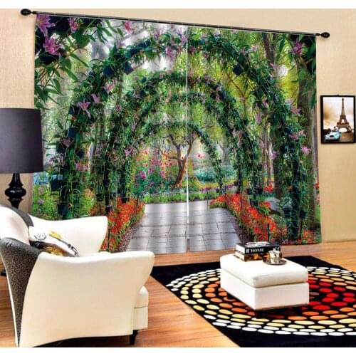 Luxury Blackout 3D Window Curtains For Living Room Bedroom Customized size road curtains flower curtain