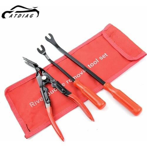 3pcs/set Remover Removal Puller Pry Tool Car Door Panel Trim Upholstery Retaining Tweezer Clip Plier Tool Hand Tool Set