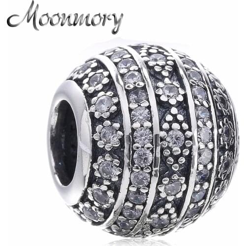 Moonmory Glittering Shapes 925 Sterling Silver Charm With Clear Zircon Bead Fit Brand Bracelet DIY Jewelry Making 2017 Autumn