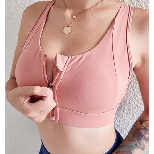 Fitness Women Sport Bra Workout Push Up Sleeveless Zipper Backless Solid Skinny Top Gym Training Running Cycling Yoga Sportswear