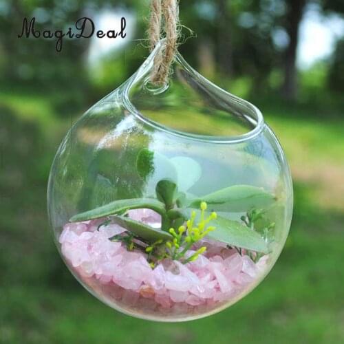 MagiDeal High Quality Clear Handmade Ball Shaped Glass Hanging Vase Bottle for Plant Flower House Office Garden Decoration Gifts