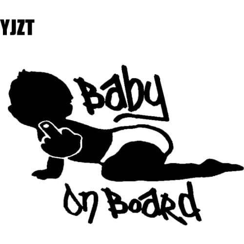 YJZT 15CM*10.2CM Cool Vinyl Funny Baby On Board Decal Sticker Black/Silver C10-00791