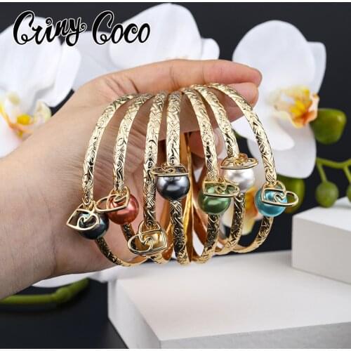 Cring Coco Hawaiian Bangle Bracelet Woman New Designer Grey Pearl Heart Charm Bracelets Summer Beach Jewelry 2021 for Women Gift