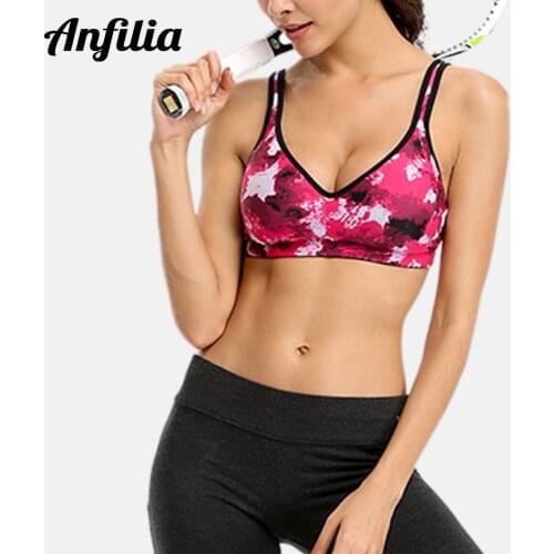 Anfilia Womens Mid Impact Sports Bra Support Yoga Bra Breathable Running Workout Sports Top Fitness Underwear