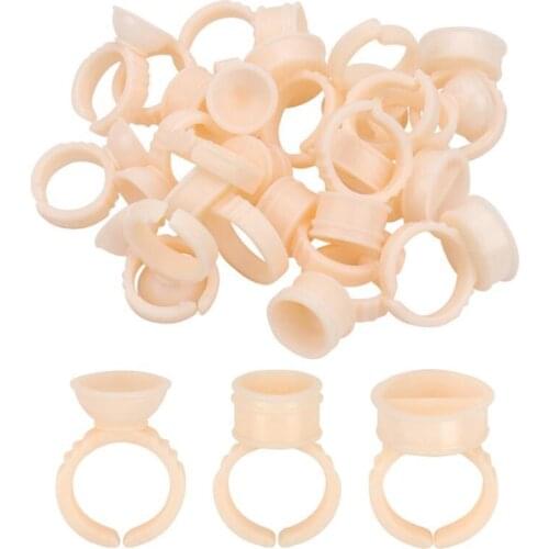 100 pcs Disposable silicone Eyelash Glue Ring Cup Eyelash Extension Holder glue container Tattoo Pigment women Makeup Tool kit