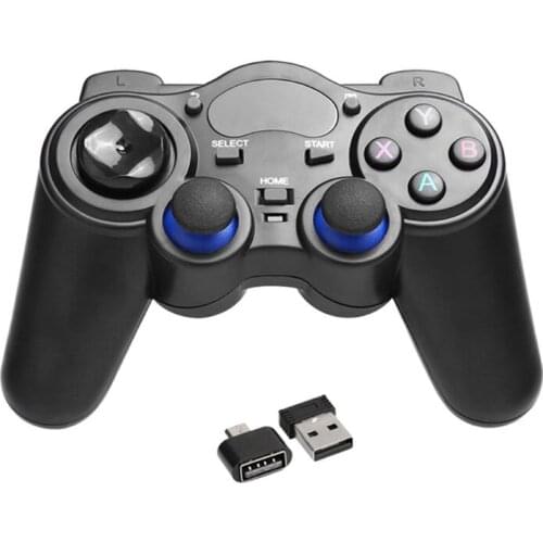 2.4G Wireless Game Controller Joystick Gamepad with USB OTG Converter Adapter for An-droid Smartphones TV Box for PC PS3