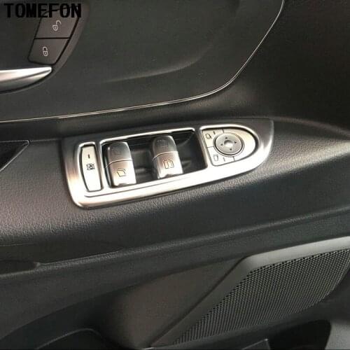 For Mercedes-Benz VITO 2016 Interior Window Lifter Switch Buttons Panel Trim Strip ABS Accessories Chrome Plate Stickers 2pcs