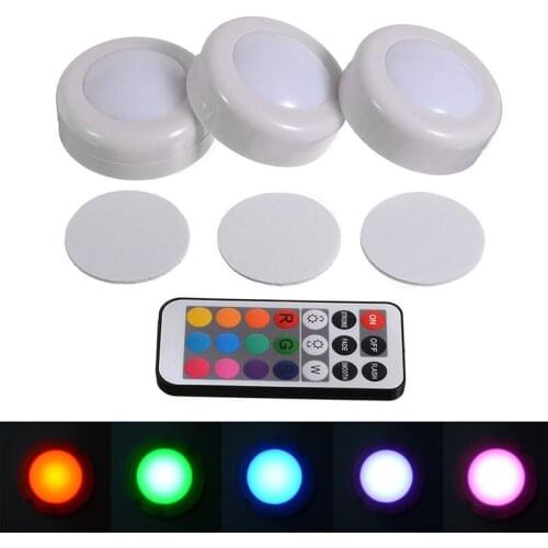 3 Pcs Dimmable LED Under Cabinet Light Remote Control Battery Operated LED Closets Lights Night Light