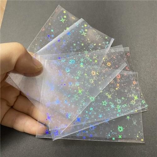 50pcs/Lot 65*90CM Little Stars Laser Flashing Card Sleeves Protector For YGO Cards Holder Holographic Foil Protective Film