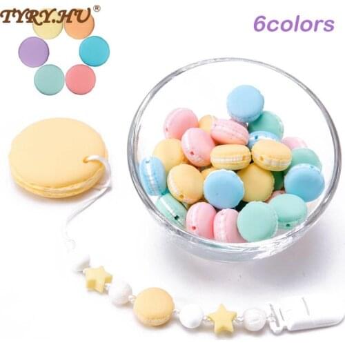 TYRY.HU 50PC Silicone beads Macaron Shaped Food Grade Silicone Baby Teething Beads DIY Baby Teether Toy accessories