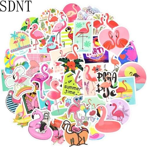 50 PCS Flamingos Stickers Dream Animal Cute Anime Cartoon Sticker Toys for Children Gift DIY Laptop Bike Stationery Water Bottle