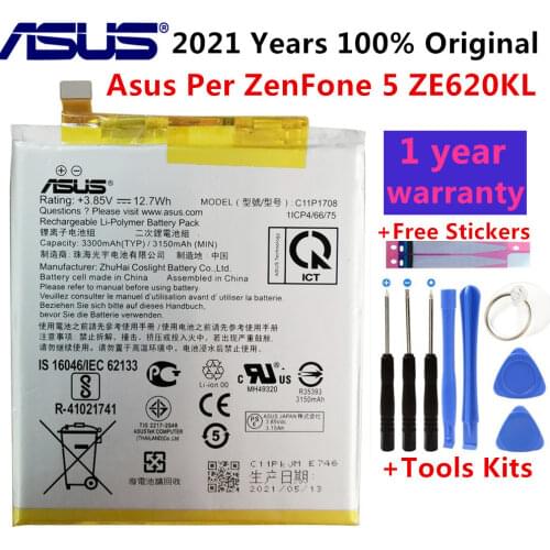100% Original ASUS High Capacity C11P1708 Phone Battery For Asus Per ZenFone 5 ZE620KL 3300mAh +Free Tools