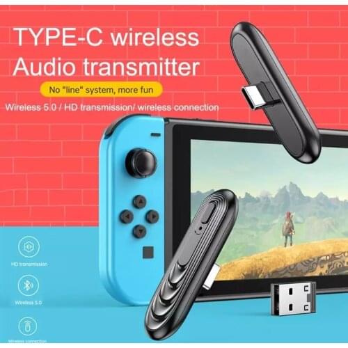 Konrisa Bluetooth 5.0 Audio Transmitter Receiver Type C USB Wireless Adapter & Mic For PS4 Nintendo Switch PC TV Audio Adapter