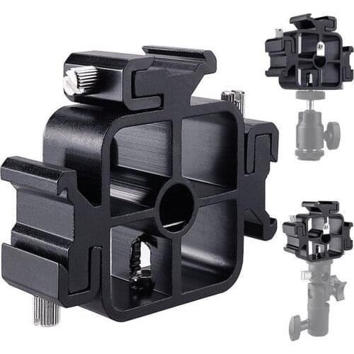 BGNing 3 in 1 Triple Hot Shoe Tri-Hot Shoe Mount Adapter for SLR Camera Flash Holder Bracket Light Stand Umbrella Holder Bracket