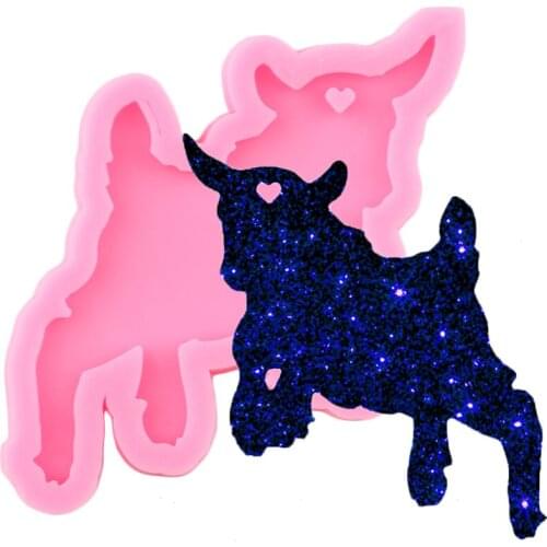 Shiny Glossy Jumping Goat Silicone Mold Sheep Keychains Molds Polymer Clay Pendant Mould Jewelry Making Necklace Moulds