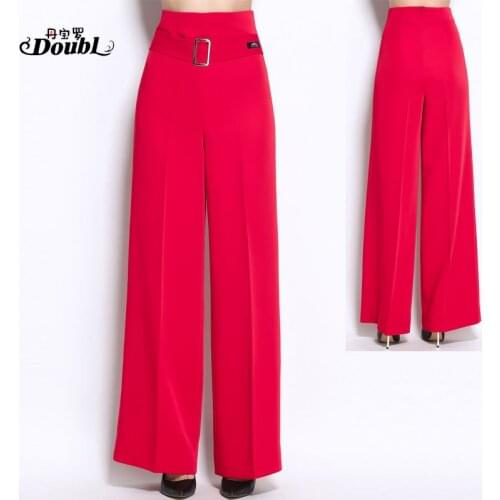 Latin Dance Competition Pants Female Adult Fashion High Waist Straight Trousers Modern Samba Dance Practice Long Clothes H664