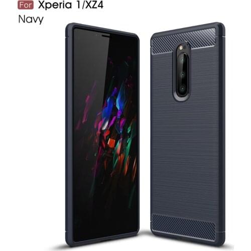 For Sony Xperia 1 Anti-Full Carbon Fiber Cases For Sony Xperia 1 Soft Silicon Carbon Fiber Phone Cover For Sony XZ4 tpu Case