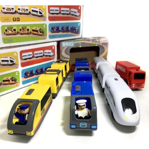 W128 Kids Electric Train Toys Magnetic Slot Electric Train with Carriages Wood Toy FIT track Brio wooden track Multiple options