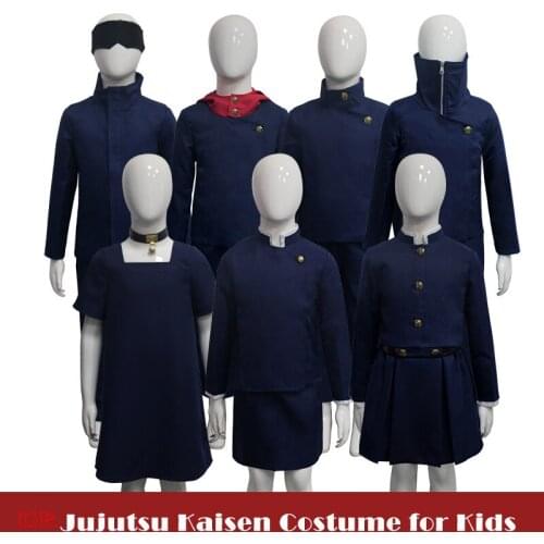Anime Jujutsu Kaisen Gojo Satoru Cosplay Costume for Kids Kugisaki Nobara Blue Black Uniform Buttons Children Suit Kids Gifts