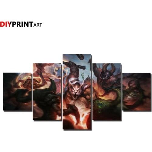 DOTA2 Lucifer Mangix 5 Pieces Modern Art Wall Pictures for Bedroom Livingroom A1447