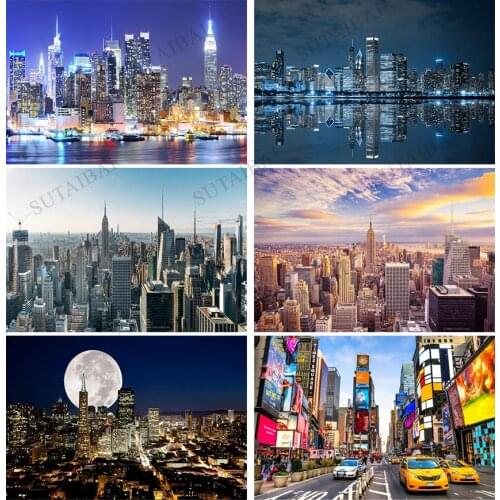 Modern City Street Night Light Reflection New York Times Square Photography Backdrops Photographic Backgrounds for Photos Studio