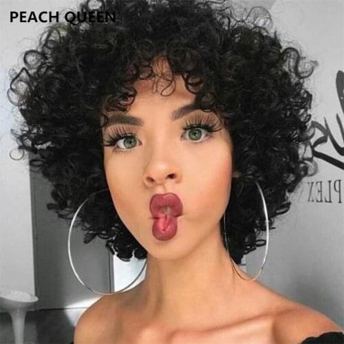 Hot Sale12inches Short Synthetic Wigs Afro Kinky Curly Wig Black Brown Heat Resistant Hair Wigs