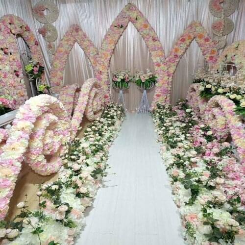 Artificial Silk Flower Wedding Road Lead Hydrangea Peony Rose Flower for Wedding Arch Square Pavilion Corners Decorative Flores