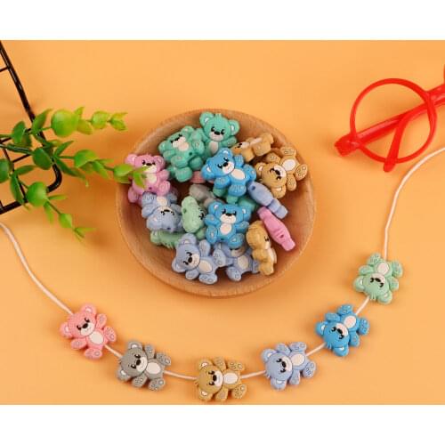 Kovict 10pcs BPA Free Animal Silicone Beads Baby Teething Necklace Toy Food Grade Silicone Cartoon Nursing Tiny Rod