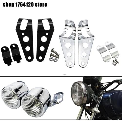 1 Pair Stainless Steel Motorcycle Headlight Bracket 35~43mm Universal Mount Stand Support For Harley Chopper Bobber Cafe Racer