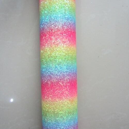 A4 Sheet 8"X 11.8" Rainbow Chunky Glitter Fabric Leather Faux PU leather fabric For Bows craft Sewing bow DIY 1pieces F0060