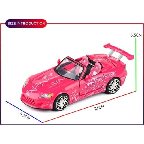 1/24 Scale Fast 8 F8 HONDA S2000 Pink Convertible Car Model Simulation Metal Diecast Toy Vehicle for Collectible Gift Souvenir