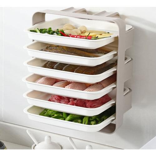New Creative Wall-mounted Kitchen Food Storage Organizer Stackable Cooking Plate Fruit Hot Pot Side Dish Plate Serving Tray