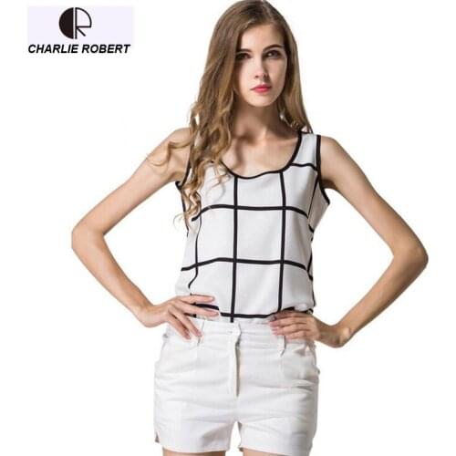 CR New 2017 Chiffon Tank Top Sleeveless Summer T-shirt Free Shipping WT1131