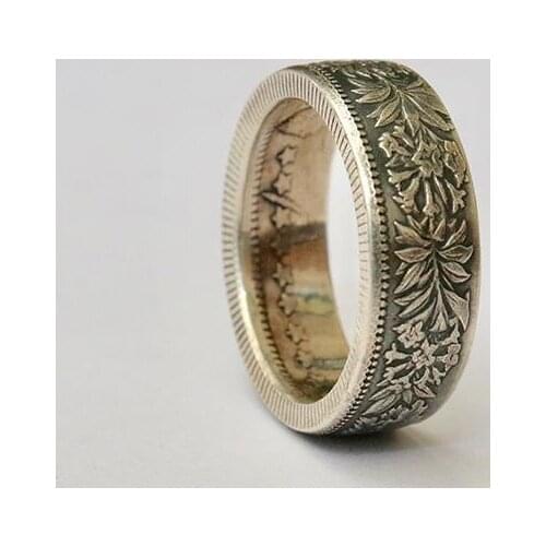 New Swiss 2 Francs Handmade Silver Coin Reformed Ring Edelweiss Pattern Ring Couple Friend Gift
