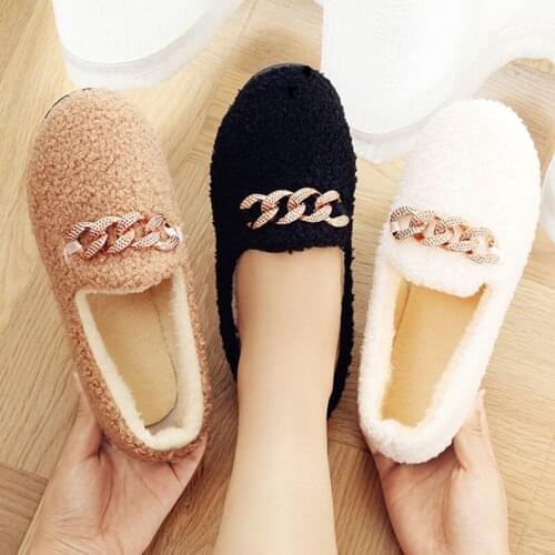 Shoes Women Winter Warm Cotton Shoes, Womens Indoor Thick-soled Non-slip Bag with Soft Bottom, Plush Fashion Plus Size Flats