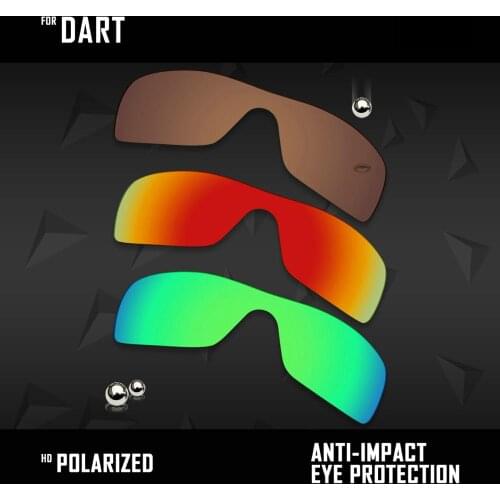 OOWLIT 3 Pieces Polarized Sunglasses Replacement Lenses for Oakley Dart -Brown & Fire Red & Emerald Green