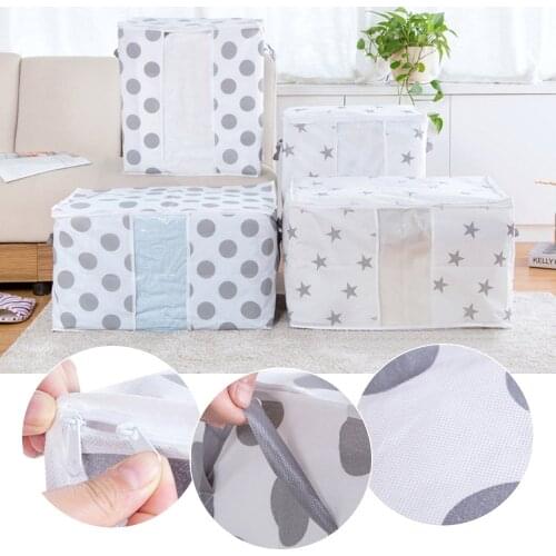 New Clothing Organizer Storage Bag Folding Non Woven Clear Window Clothes Blanket quilt Organizer Box storage bags with zipper