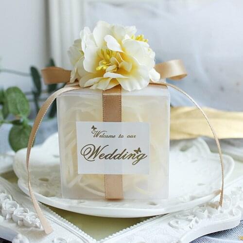 10Pcs/Lot Transparent Frosted Candy Box PVC Wedding Gift Boxes Baby Shower Boy Girl Favor Packaging Bag Party Supplies