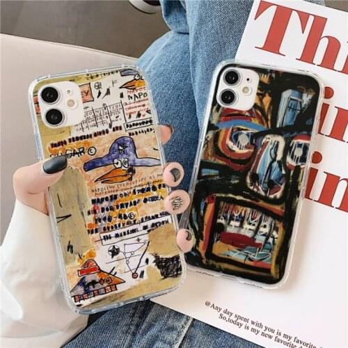 Jean Michel Basquiat Art Graffiti Phone Case Transparent for iPhone 11 12 mini pro XS MAX 8 7 6 6S Plus X 5S SE 2020 XR