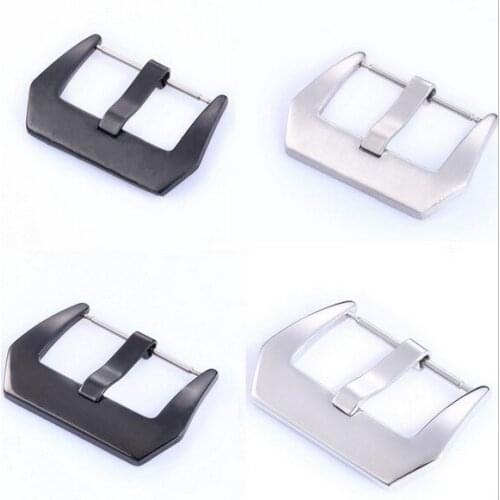 50pcs/lot watch buckle Stainless steel watch buckle silver black dull polish smooth polish with spring bar 20MM 22MM 24MM 26MM