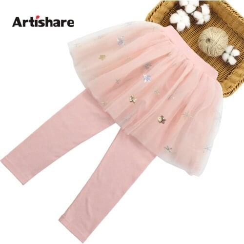 Girls Mesh Leggings Spring Girls Skirt-Pants Kid Pants Star Pattern Cake Skirt Girl Big kids Leggings Trousers Leggings Pants