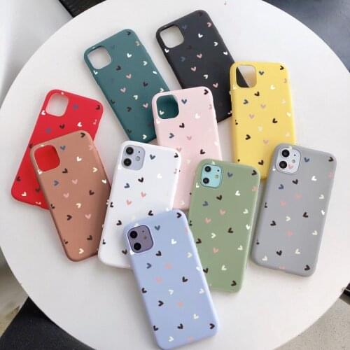 Silicone Love Heart Case For iPhone 12 Pro Max Candy Color Back Cover For iPhone 7 8 6 6S Plus X XR XS 11 Pro Max 5 5S SE 2 2020