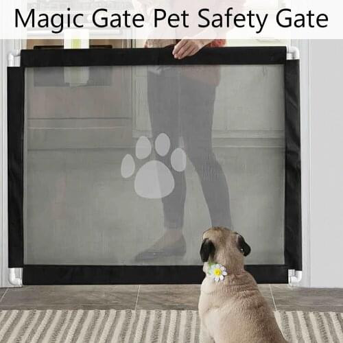 Household Folding Pet Dog Magic Gate Portable Safety Net Fence For Dog See-Through Mesh Door Gate For Dogs Cats Pets Fits Space