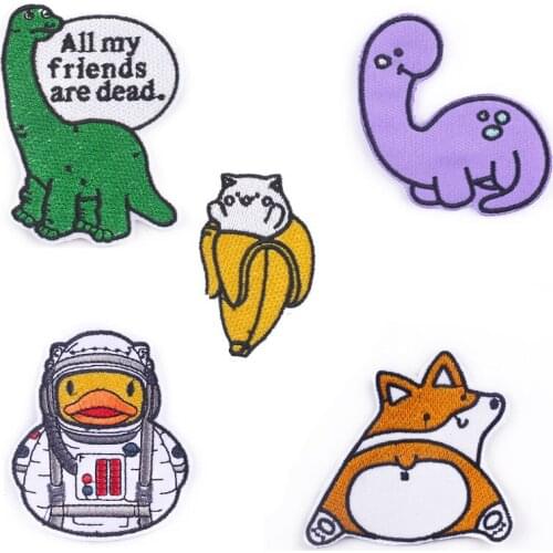 Iron On Lovely Yellow DuckPatch For Clothing Cartoon Animal Dinosaur Cat Patches For Clothes Appliques For DIY T-shirt Badges