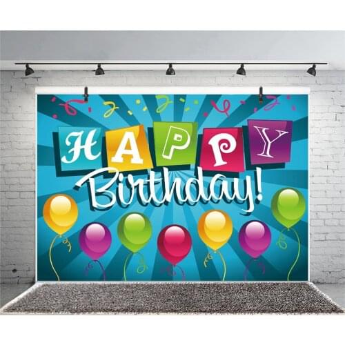 Photography Backdrop Vinyl Baby Happy Birthday Party Balloon Banner Photo Background Girl Children Newborn Kids Portrait