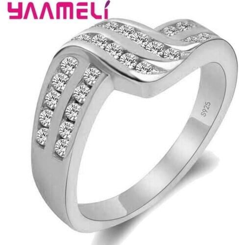 Fashion Rings for Women Geometric Pattern 925 Sterling Silver Cubic Zirconia Wedding Engagement Bridal Jewelry Drop Shipping