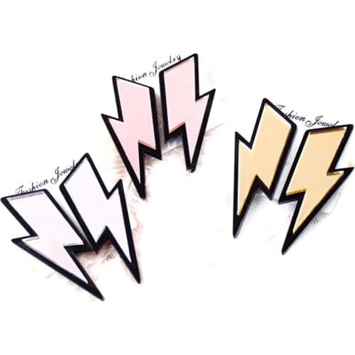 1pair) HP014-Lightning Bolt Earrings Allegry Free Rose Gold Mirror Lightning Acrylic Earrings