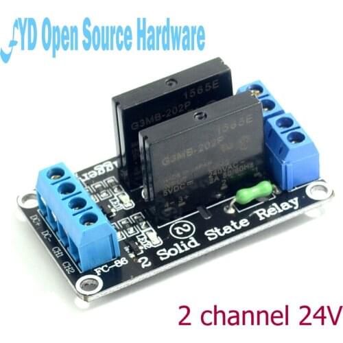 1pcs 24v 2 Channel SSR G3MB-202P Solid State Relay Module with Resistive Fuse