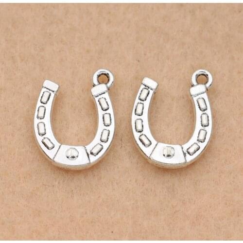 10pcs Antique Silver Plated Horseshoe Charm Pendants for Jewelry Making Bracelet Diy Jewelry Findings 16x13mm